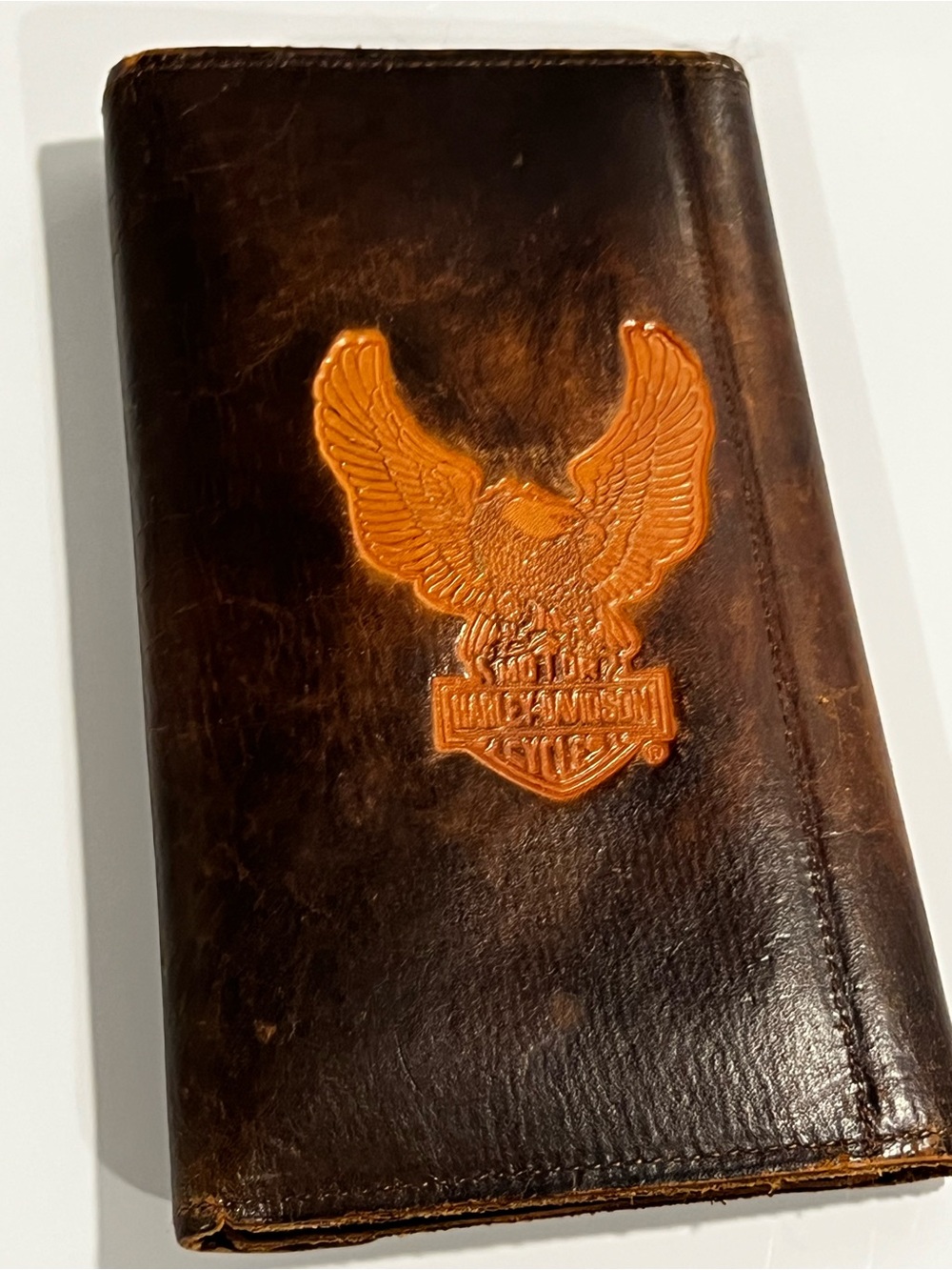 Vintage Harley Davidson Leather Trifold Secretary Wallet
